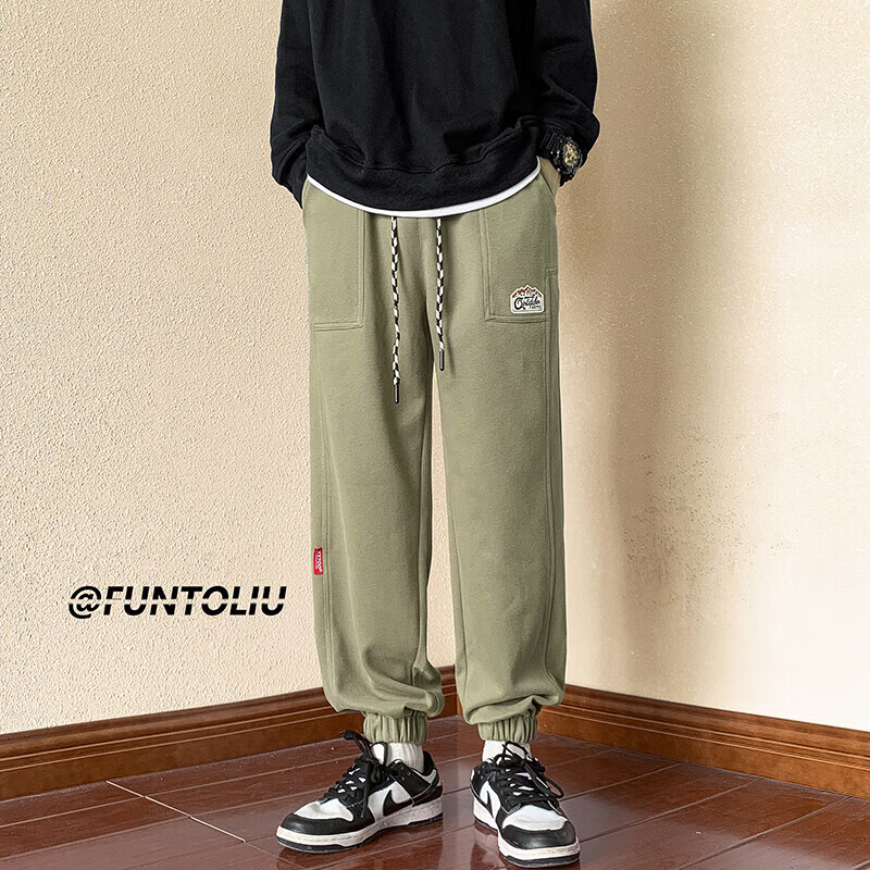 uosne 裤子男春2024秋季高街运动束脚裤ins休闲裤韩版潮流宽松裤潮牌