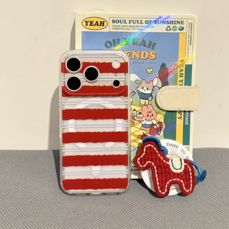 条纹小马适用iPhone17磁吸手机壳15苹果16promax带支架14马新年套 【小马蝴蝶结+小马支架-磁吸】 iPhone 11 pro max