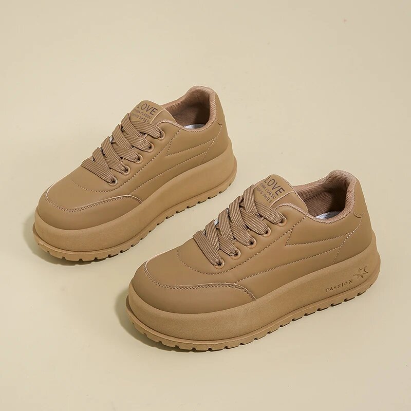 回力四季棉鞋女冬季2025新款加绒加厚高帮保暖老爹鞋女士厚底防滑雪地女鞋 卡其色加绒升级版 37