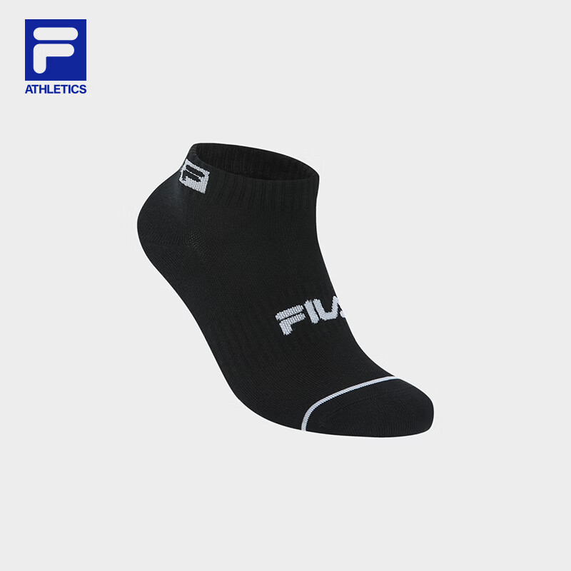 FILA 斐乐官方男袜低腰袜2026春新款健身运动袜简约舒适袜子短袜 正黑色-BK XS