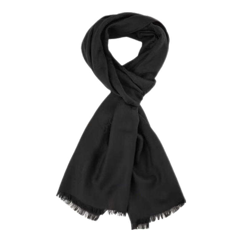 古驰（GUCCI）男女同款经典双G双面印花流苏爆款围巾黑色 情人节礼物