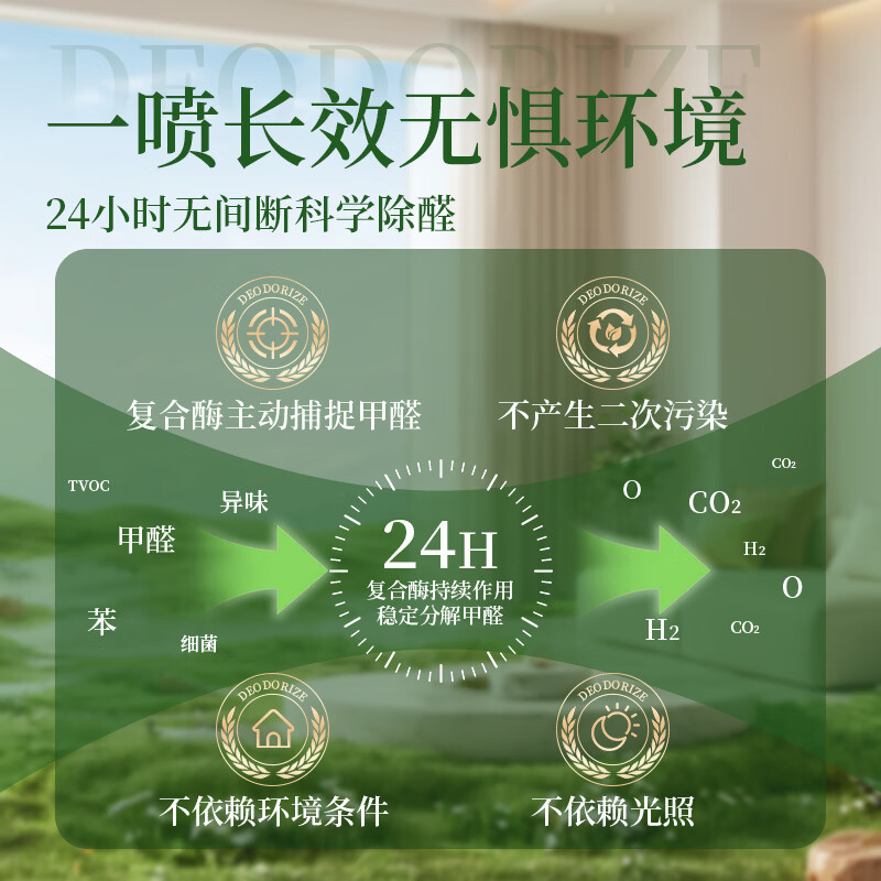 ZOOLII除甲醛喷雾净化空气新房急入住家用装修强力去甲醛清除剂除异味 拍1发3【两室一厅推荐】3瓶+赠喷头