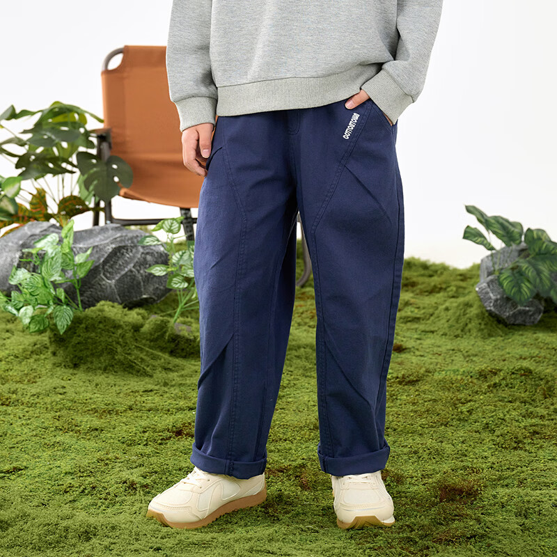 棉花堂（cottontown）【100%棉】棉花堂童装儿童梭织长裤纯棉春秋男童女童休闲裤子A类 灰蓝 90 90/50