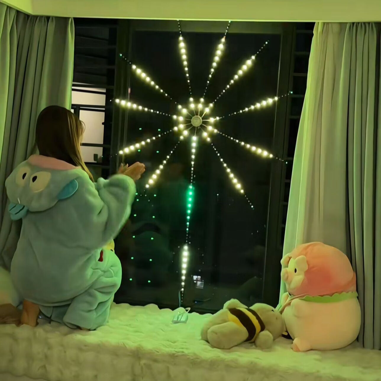 网红同款LED灯条七彩声控自动变色节日装饰灯夜用氛围烟花灯带 炫彩烟花灯【大号-30W】直径1m宽1.5m高 新款【声控/app智能控制】上新价