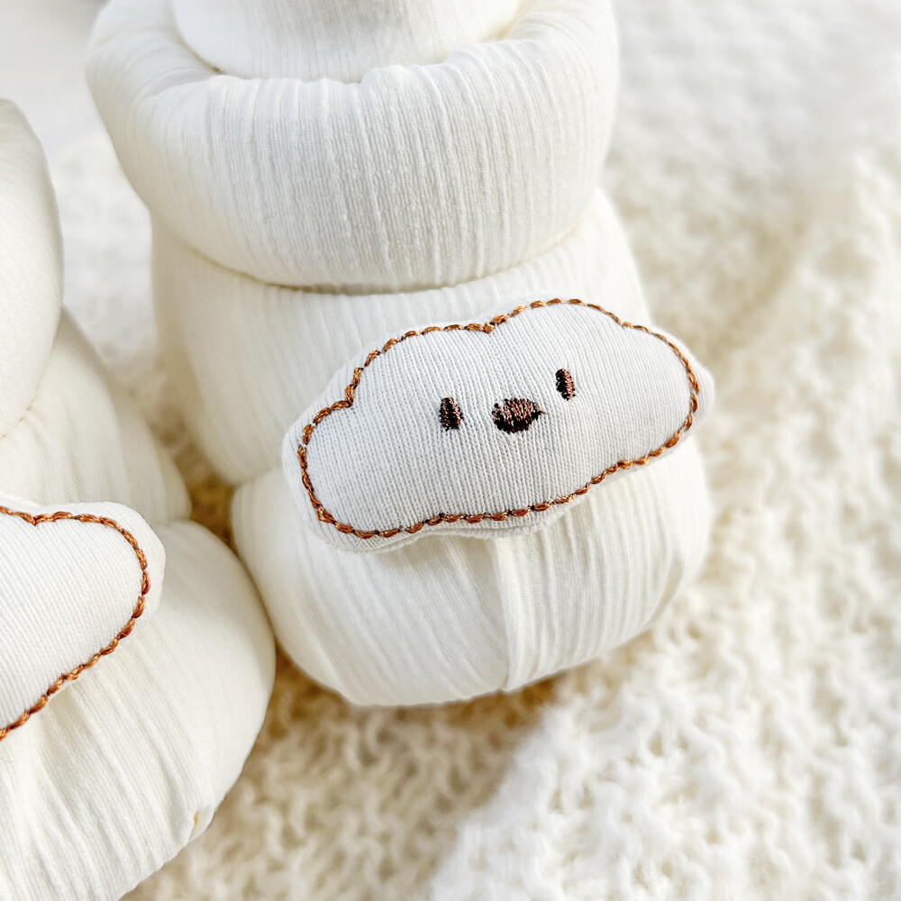 秋冬0-1岁婴儿保暖棉鞋男女宝宝新生儿软底鞋防滑不掉步前鞋袜鞋6 蓝色云朵地板鞋冬加绒 加绒 12.5 L码6-12个月