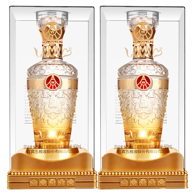五粮浓香股份公司出品 新礼狮韵 浓香型白酒 52度 500mL 2瓶