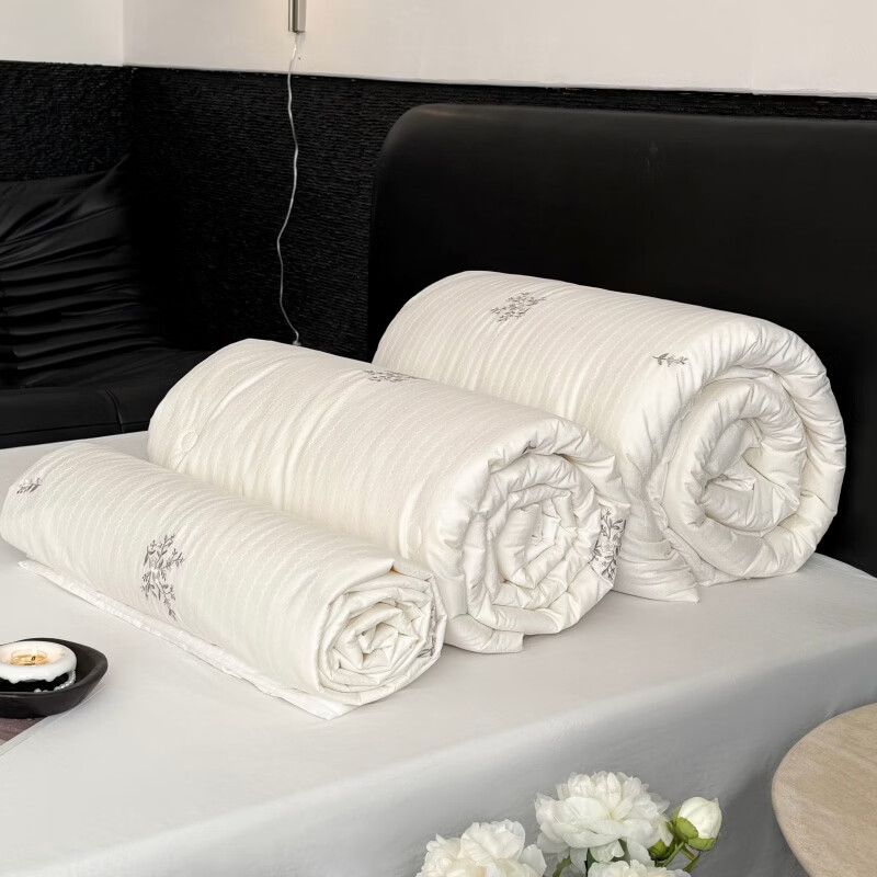 ROLAND LIVE全棉提花刺绣大豆被 春秋被单双人夏被 家用冬季保暖冬被柔软被子 LB 全棉提花55%大豆被-春花盏 夏被150cm*200cm【约2.1斤】