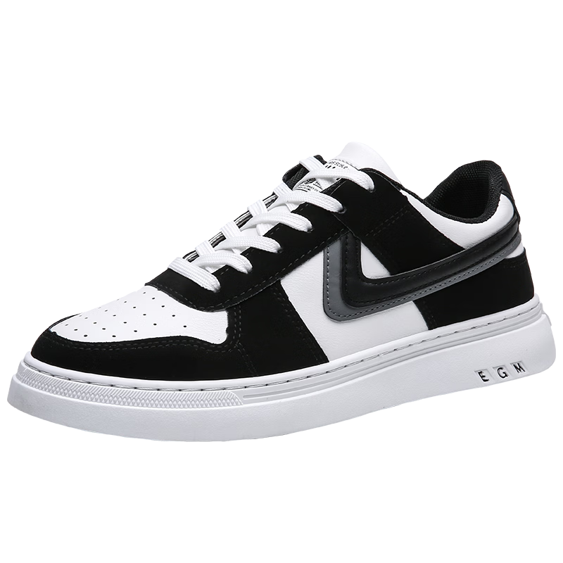 西域骆驼（VANCAMEL）男鞋冬季新款透气空军aj一号板鞋男士轻便软底运动休闲小白鞋子男 【官方正品 质量保证】黑色配色 43