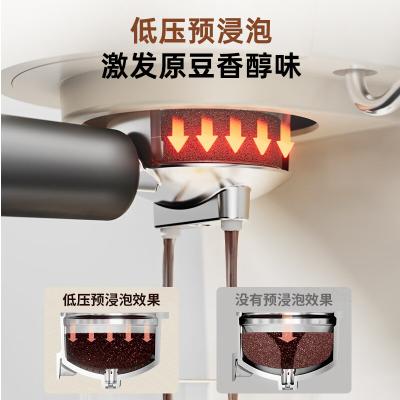 美的(Midea)半自动咖啡机磨豆机奶泡机家用小白入门意式美式咖啡萃取机打奶泡一体花式奶咖MA-KFE07 【15Bar/DIY奶泡】E07单机
