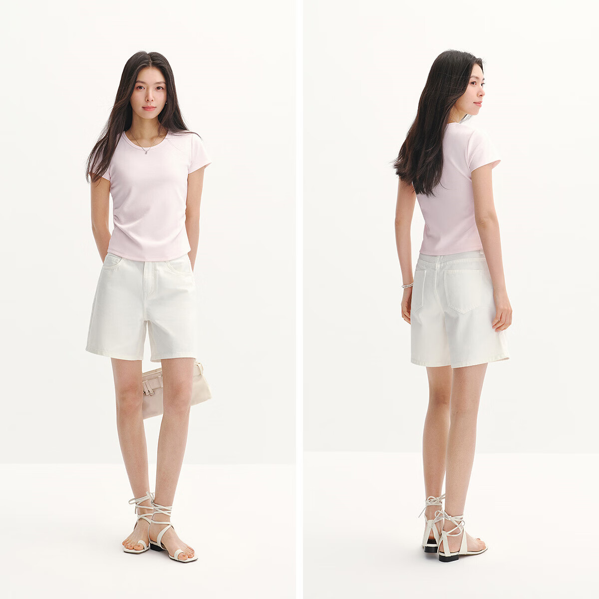森马(Semir)短袖t恤女短款修身正肩圆领凉感透气上衣2026夏装新款辣妹打底衫 梦幻粉60344 3XL