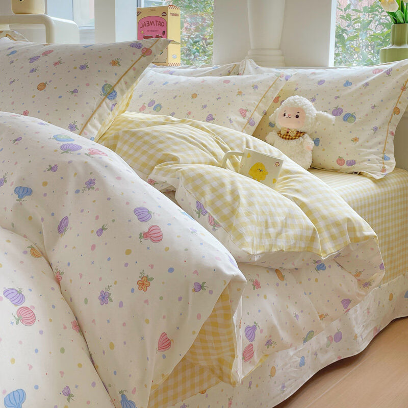 猫人小清新全棉床上四件套2026新款纯棉保暖床单被套罩三件套床品 星奈【全棉面料亲肤柔软】 床单款 1.2m床三件套【适150*200cm被芯】