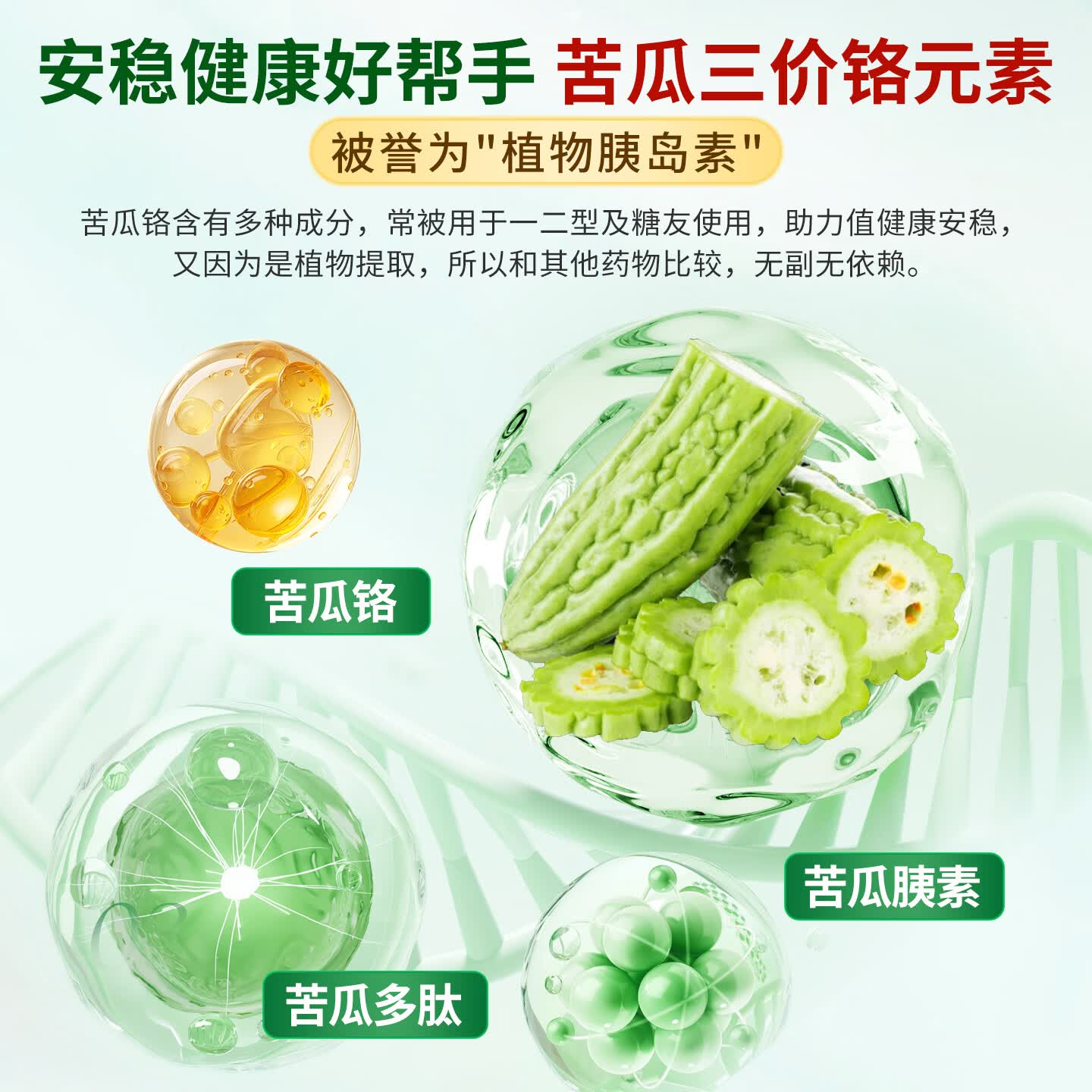 奈力士进口控糖灵苦瓜素血糖平衡片糖尿病人专用可搭降血脂三高纳豆使用 1瓶 基础起效装辅助降血糖 60粒*1瓶