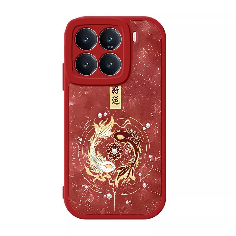 古风雷适用小米14Pro手机壳新年款简约中国风锦鲤Mi14ultra保护壳皮纹全包镜头磨砂高端彩绘 小米14Ultra【白色-满屏锦鲤】