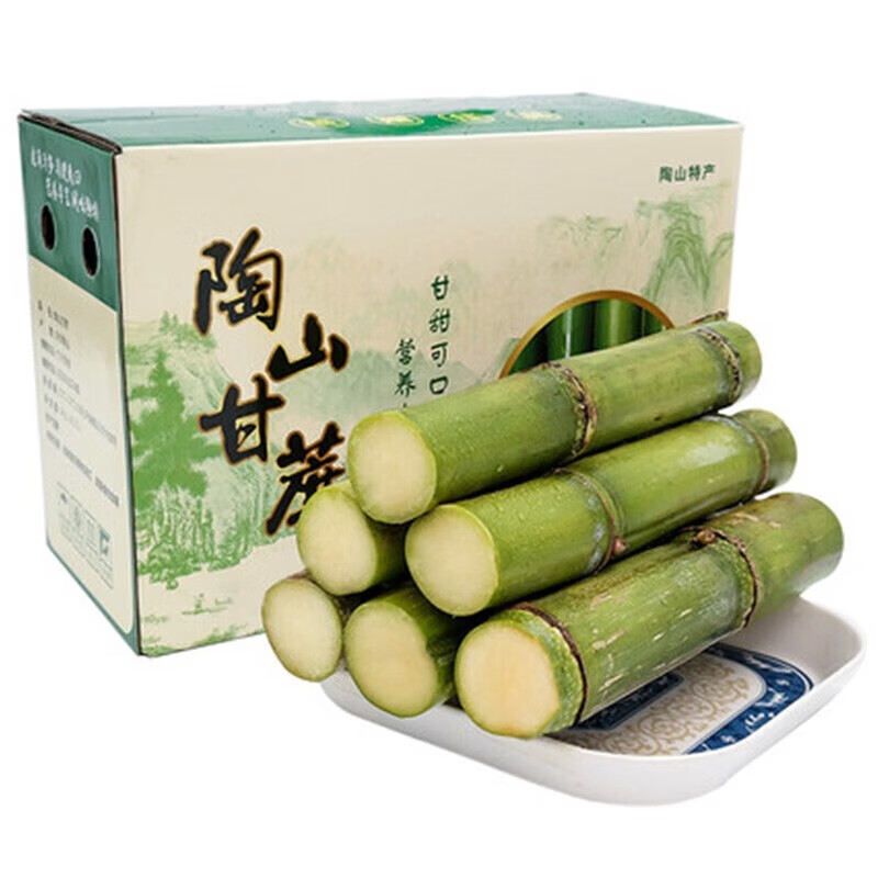 余悦陶山甘蔗【顺丰速发】青皮甘蔗中段当季新鲜水果整箱温州手撕甘蔗 带箱3斤丨精选中段果蔗丨净2.5斤