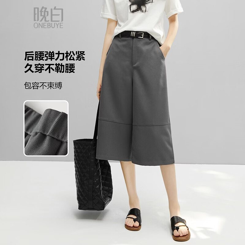 晚白【新品】2026年春款经典高腰裤子遮肉显瘦气质通勤阔腿裤女 灰色 26