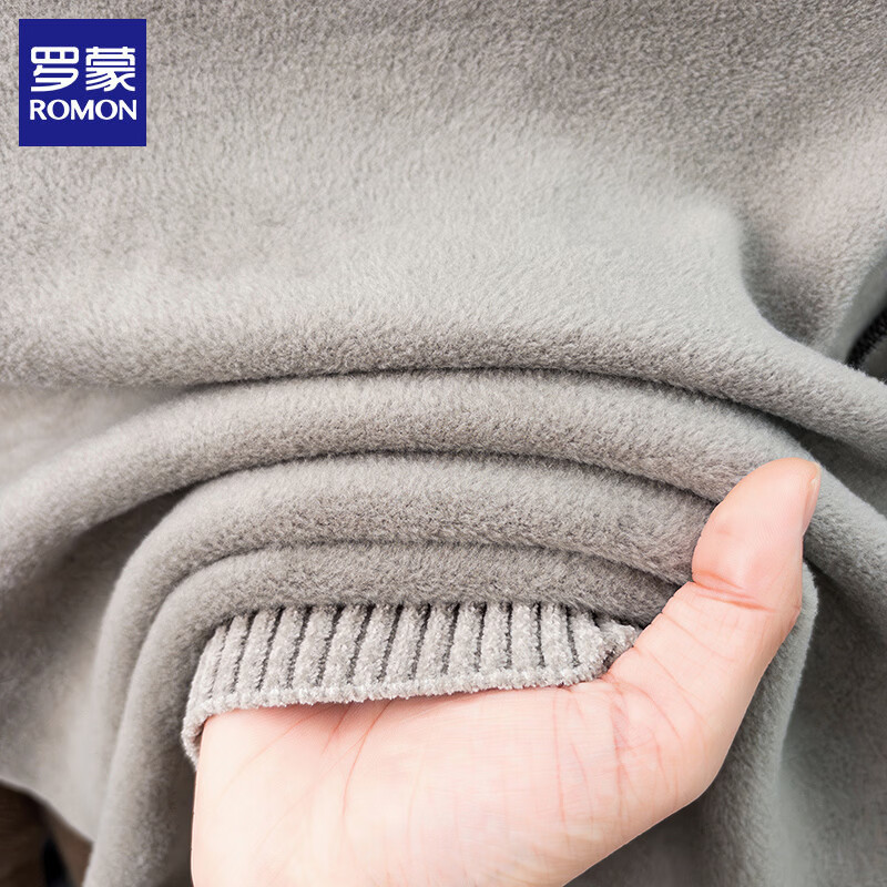 罗蒙（ROMON）仿雪貂绒加绒毛衣男2025冬季新款保暖男士针织打底衫男装上衣 米色 2XL (建议体重150-170斤)