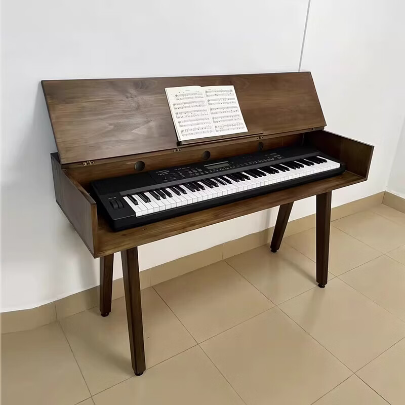 鼎聚全实木琴桌翻盖音乐制作编曲桌midi录音工作台电钢琴折叠收纳书桌 预售定制尺寸颜色 定制
