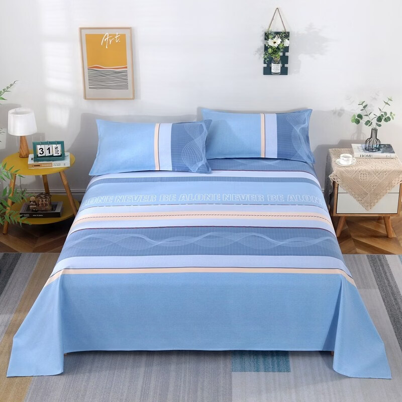 眷耐纯棉老粗布床单220x240cm单件加厚全棉单双人大尺寸大炕单家用 暖扇叶子【四季好用】 三件：大床单+2只枕套 350cm*240cm