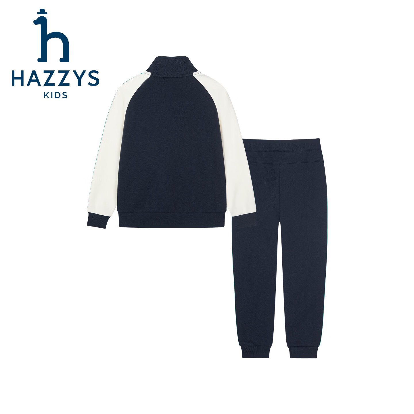 哈吉斯（HAZZYS）童装男女童套装2026春新珠地舒适长袖两件套 藏蓝 145