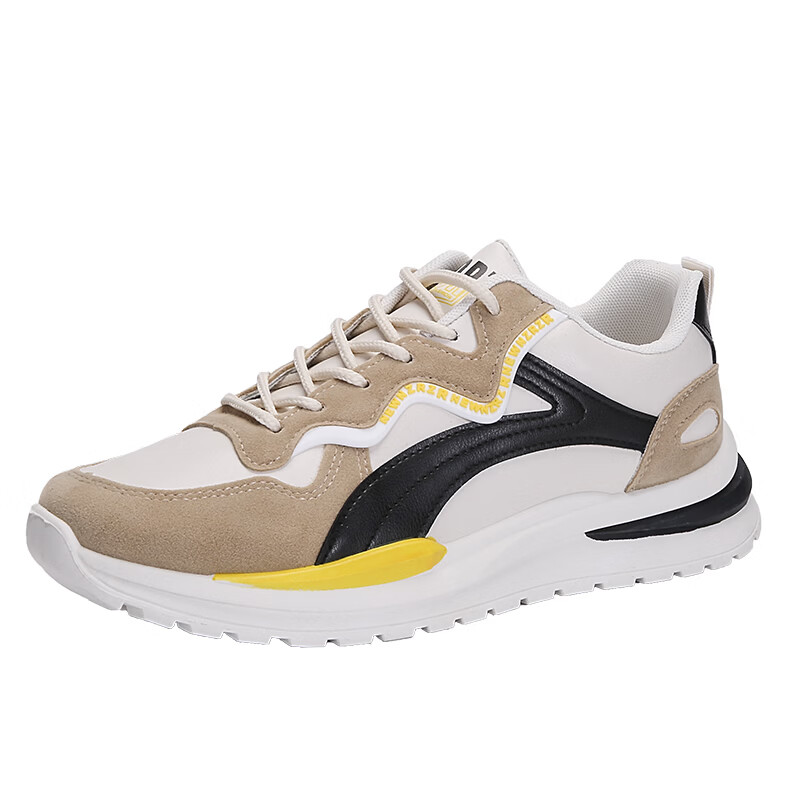 西域骆驼（VANCAMEL）鞋子男鞋2026秋冬季新款软底休闲鞋男士鞋百搭运动增高阿甘鞋板鞋 【官方正品 质量保证】米色配色 44