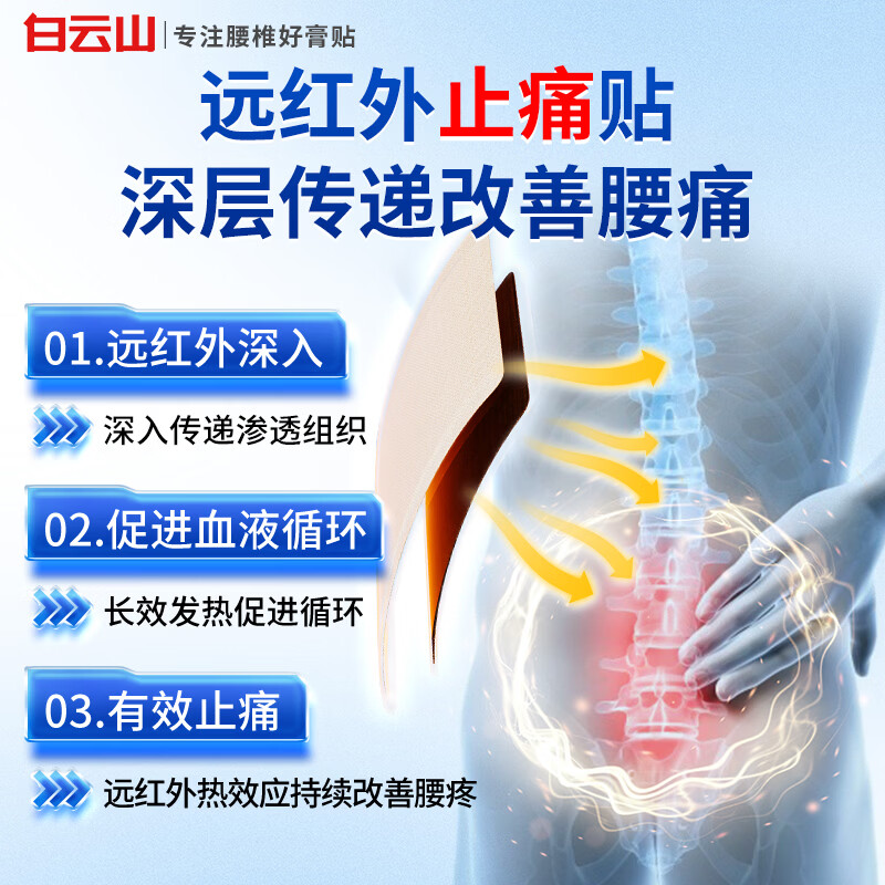 白云山腰椎贴 远红外治疗贴 腰椎间盘突出膏贴压迫神经腰疼腿麻腰肌劳损 多年腰椎间盘突出【强效装】3盒 行业销冠TOP&腰椎间盘专用贴&多地次日达