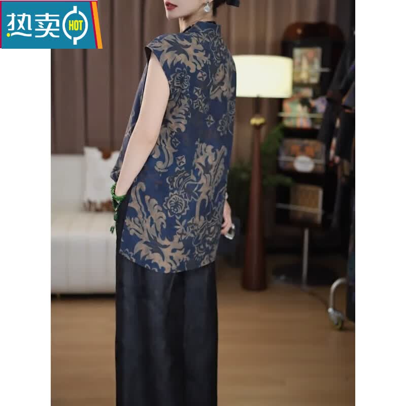 夏典素订女王（SE.PSTP）国风新中式时尚衬衫大码印花中长款上衣短袖复古新款夏季小衫 青花瓷 3XL 建议140-155斤