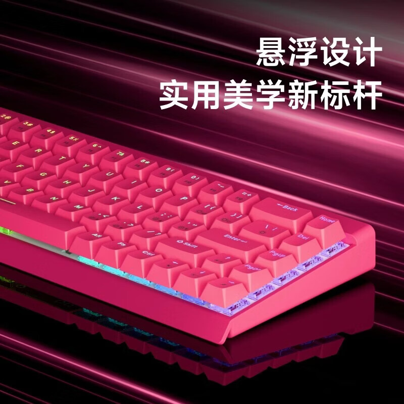 前行者（EWEADN）DK68机械磁轴键盘有线无线三模SOCD电竞游戏专业笔记本台式电脑RGB灯箱高回报低延迟男生女生外设 白色侧刻-无极磁轴+白透明爱心键帽