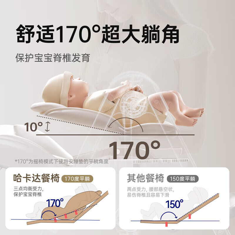 哈卡达宝宝餐椅婴儿成长椅学座椅多功能椅子家用餐桌椅子可折叠学坐神器 【摇椅免安装款】星空灰