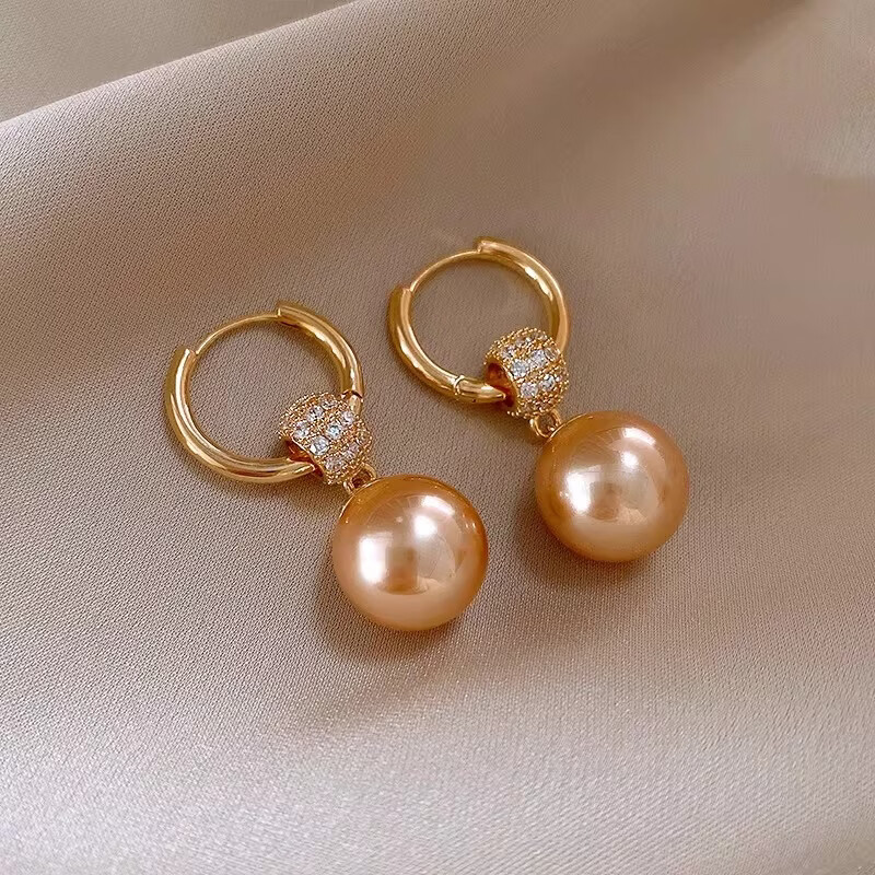 2026新款时尚复古香槟色轻奢耳扣高级感精致气质女耳环耳饰XJS 【送礼盒】香槟色珍珠耳环