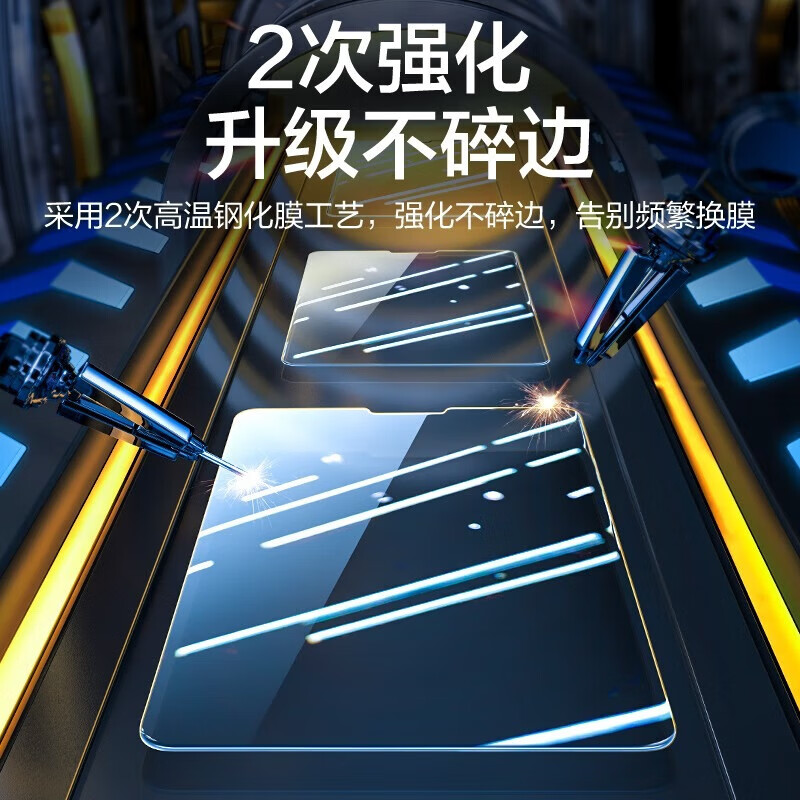 闪魔【精选百货】适用iPad pro钢化膜2024/21/22款air6/5/4膜11/12.9/13英寸高清抗平板膜  【加强版电镀双倍抗指纹】一片装 ipad2017/2018/air2