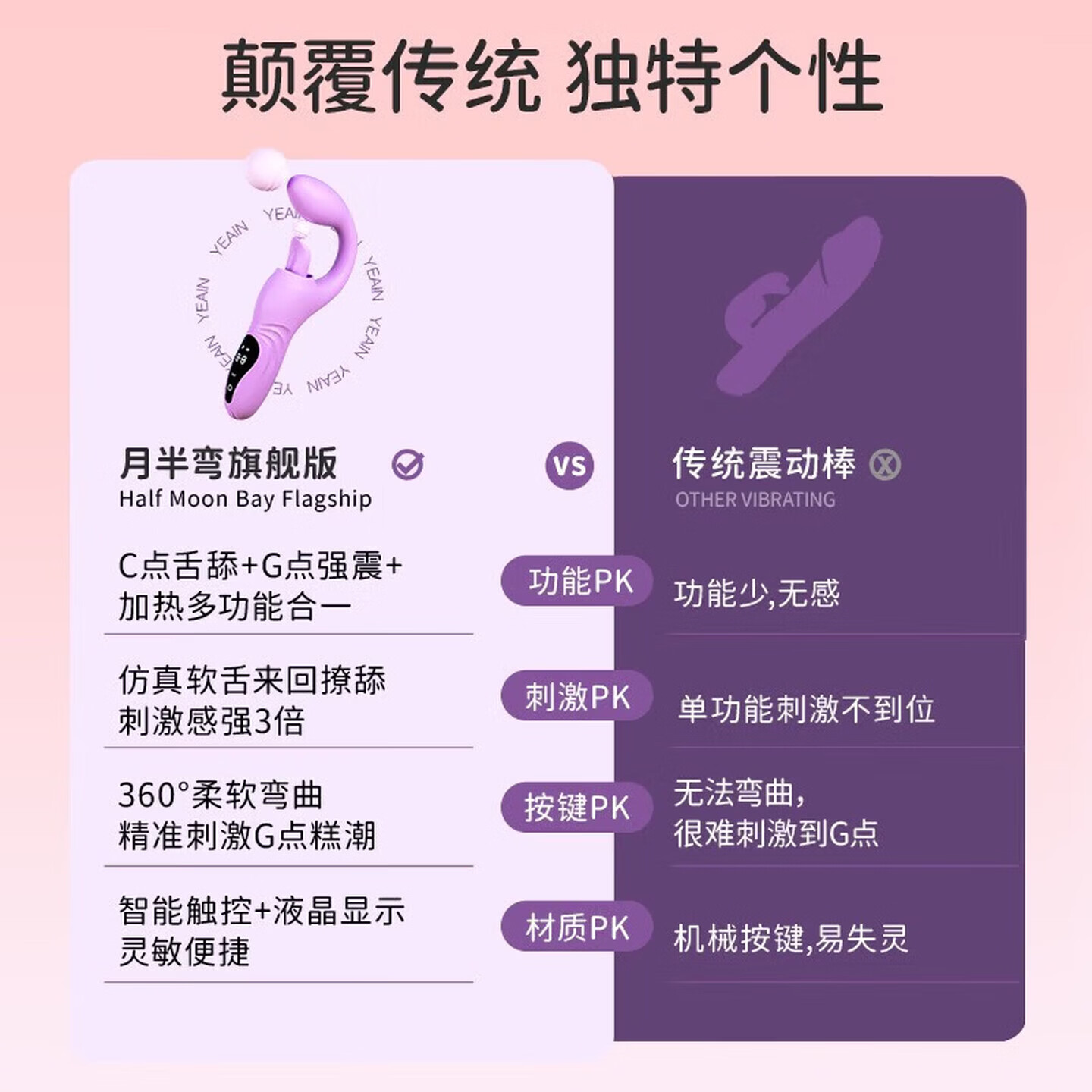 YEAIN震动棒女用品吮吸女性按摩神器自动扣成人老婆助爱秒潮情趣玩具 自慰神器女性专用