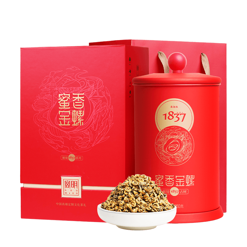 宮明茶葉 特級紅茶 蜜香金螺滇紅茶 云南鳳慶古樹茶 紅茶禮盒裝250g