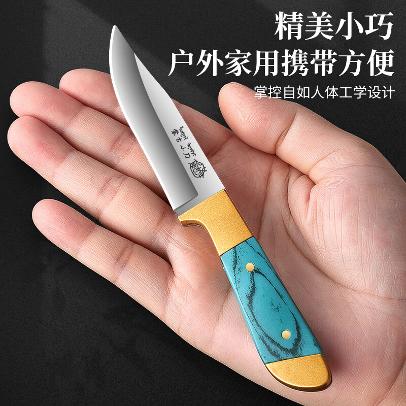 西铁匠德国迷你水果刀户外便携小刀家用削皮刀瓜果刀厨房锋利不锈钢小刀 【双铜红】蒙古小刀
