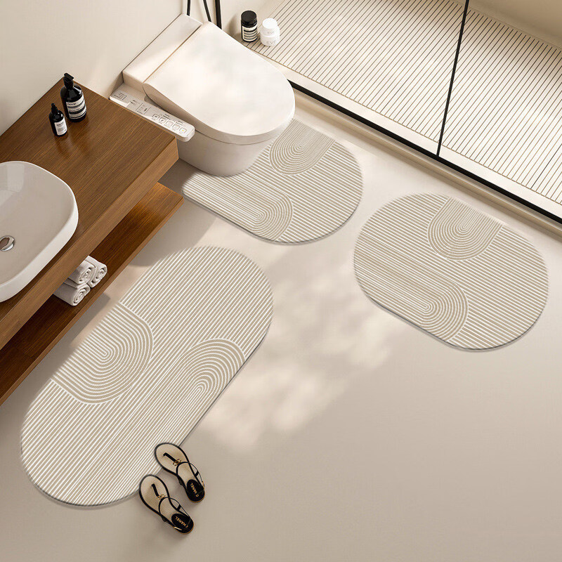 DONOYA 多罗亚硅藻泥卫生间地垫浴室门口吸水地垫2026新款浴室厕所防滑垫脚垫 毕加索线条【软硅藻泥】 30cm*50cm 椭圆