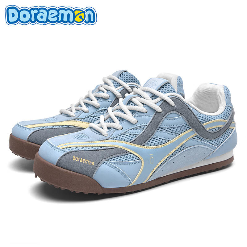 哆啦A梦德训鞋男鞋春季2026新款低帮平底板鞋网面透气轻便休闲鞋子男款 慕斯蓝 39