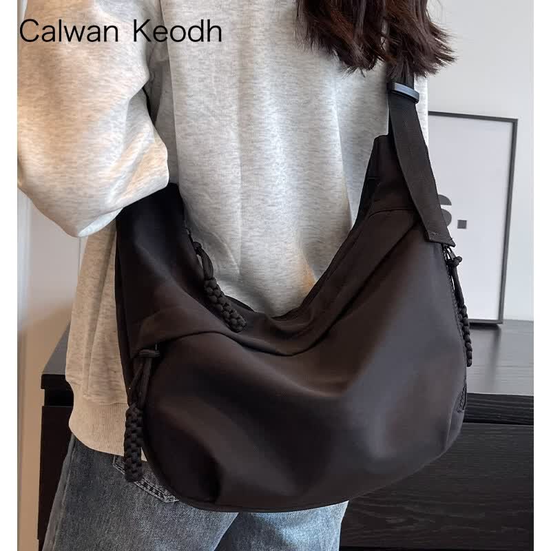 CALWAN KEODH轻奢包包女包斜挎帆布包单肩腋下托特包生日礼物大容量送女友老婆 黑色