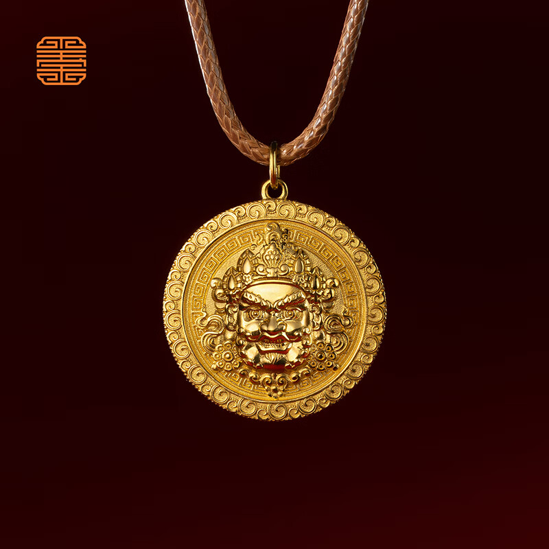 玺匠金铺《黄财神吊坠》吉祥饰品 挂件礼物 装饰品 礼物 大号 22g