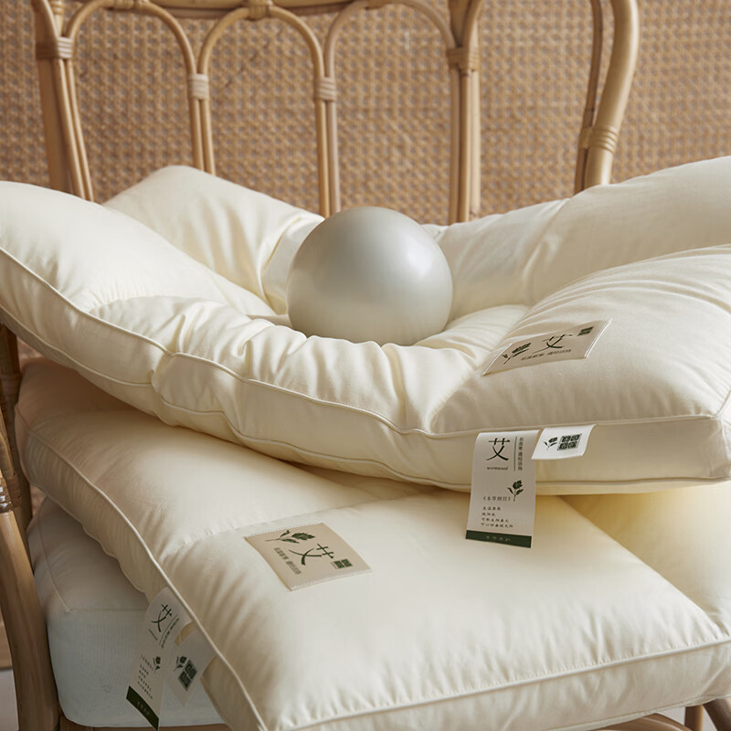 ROLAND LIVE全棉艾草养生枕舒缓肩颈枕头单人枕助睡眠护颈枕家用枕芯48*74cm EOEO 艾草养生枕 一只装 48*74cm*11cm