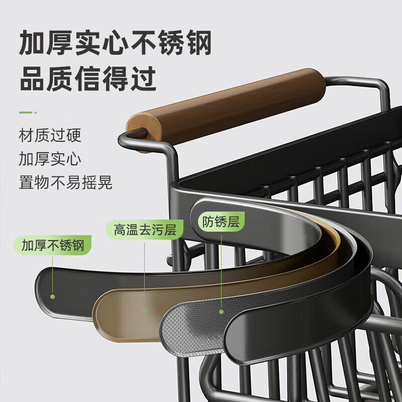 AILUKI日本碗碟收纳架沥水碗盘架不锈钢碗架厨房置物架放碗筷沥水篮 枪灰大号-旗舰款-生锈包换