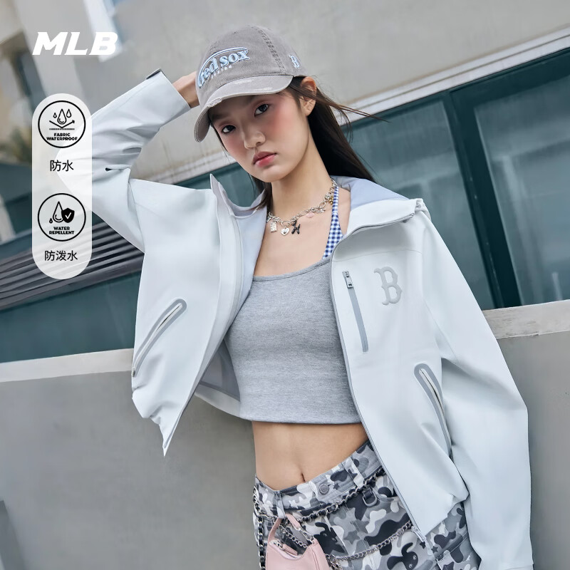MLB官方 女款老花防水防泼水冲锋衣外套26春季新款WJM01 波士顿红袜队/象牙色 L