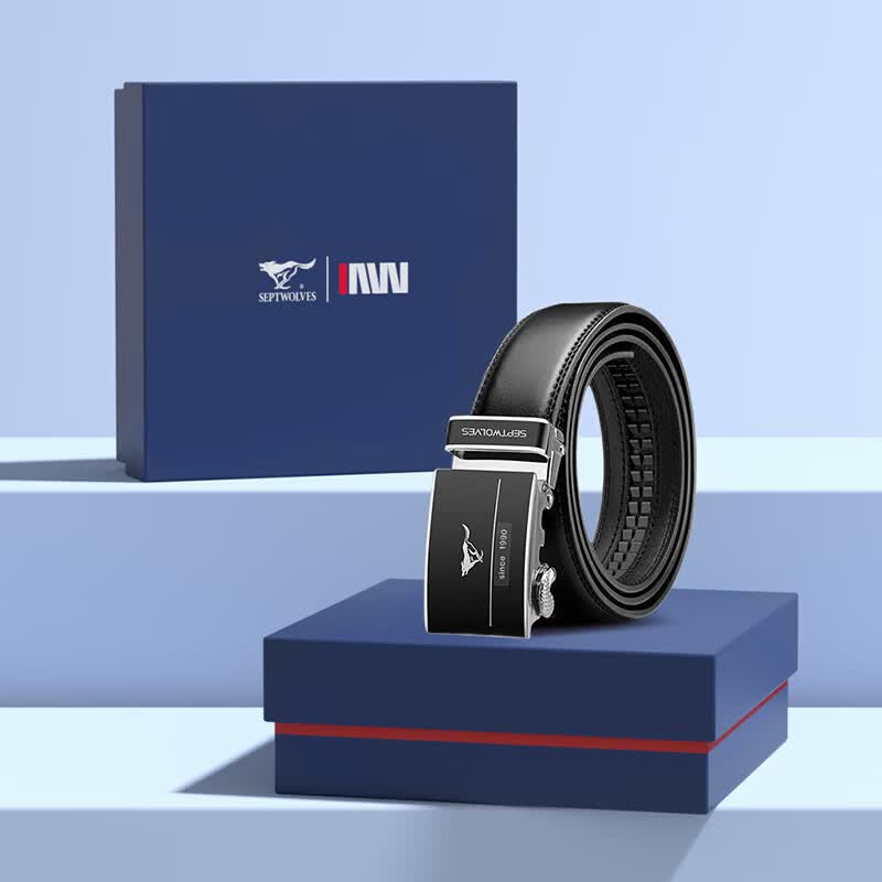 七匹狼男士皮带自动扣真牛皮休闲腰带生日情人节礼物送男友老公爸爸 经典款 110cm -130cm可备注