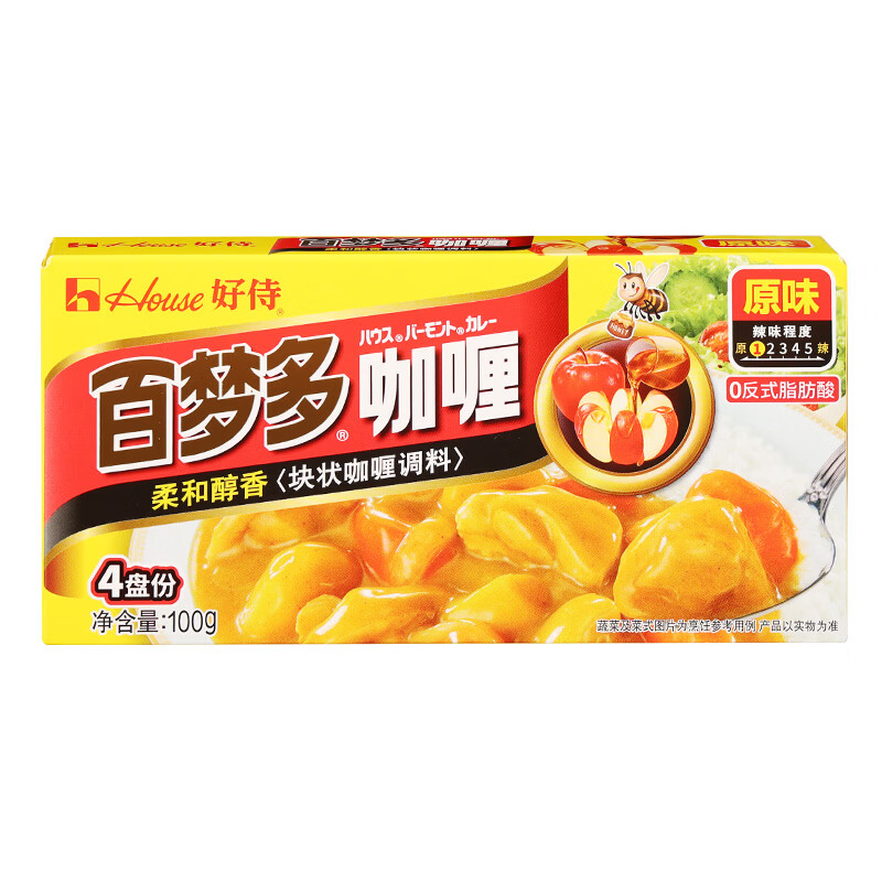 好侍（HOUSE）百梦多咖喱块原味不辣日式咖喱调料儿童咖喱鸡排饭牛肉饭鱼蛋材料 【尝鲜】百梦多1号原味100g*1盒
