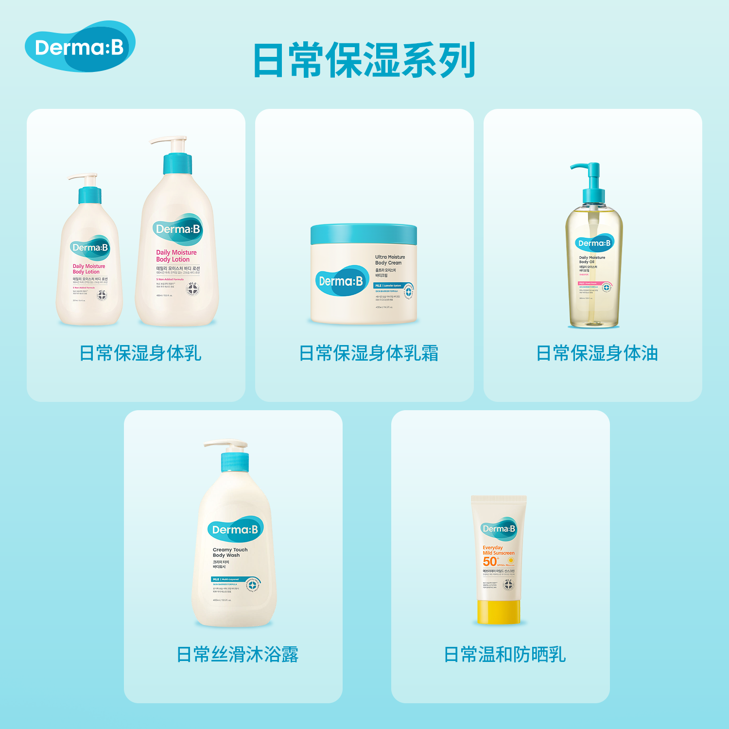 得妈贝DermaB韩国日常温和防晒乳50ML SPF50+PA+++高倍物理防晒轻薄清爽 得妈贝日常温和防晒乳50ml