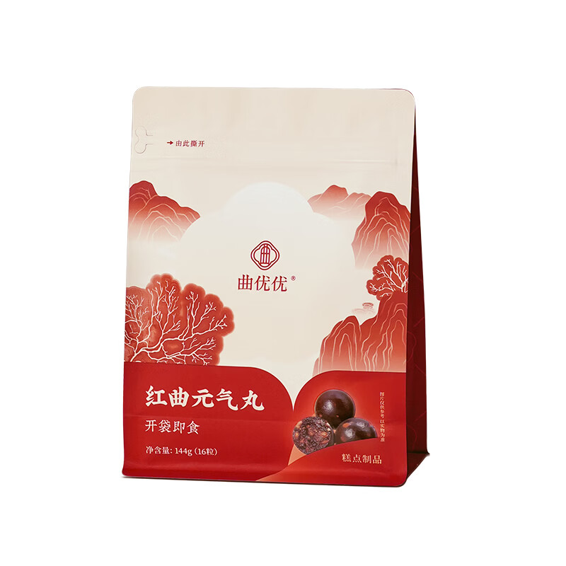 曲优优红曲元气丸姨妈月经即食早餐办公室零食调理五红气血红枣送礼年货 红曲元气丸 144g*3袋 【周期装】