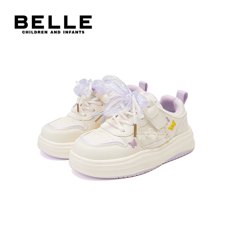 百丽童鞋女童板鞋子儿童休闲鞋26年春季新款轻便小白鞋女孩大童运动鞋 紫色【建议拍大一码】 37 (建议脚长221-226mm)