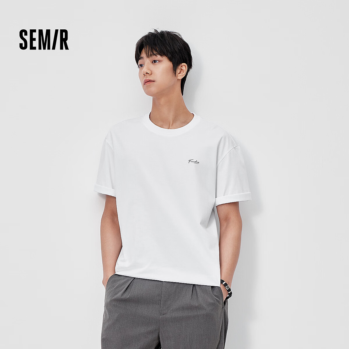森马（Semir）【京东专供】短袖T恤男26夏季速干针织衫字母印花上衣凉感抗菌t恤 【吸湿速干】漂白10007 XL