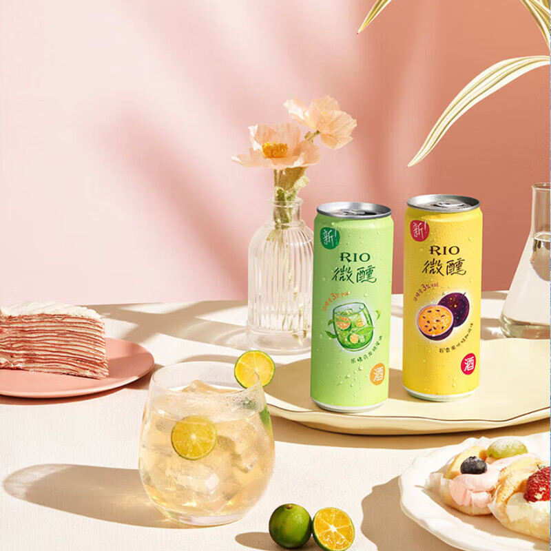 锐澳微醺330ml洋酒rio鸡尾酒清爽组合气泡果酒口味不足随机发货 微醺330*12