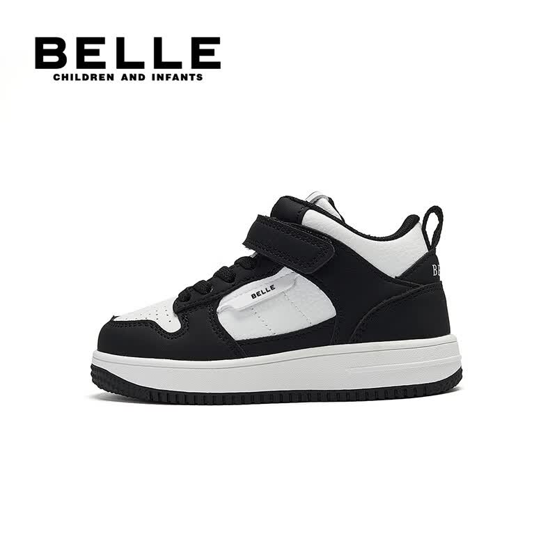 百丽童鞋儿童板鞋男女童鞋子26年春季新款学生小白鞋皮面中大童休闲鞋 黑色【四季皮面】中帮 31 （建议拍小一码）
