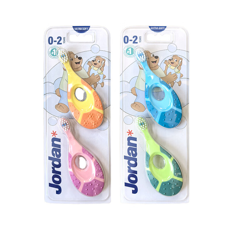 Jordan婴幼儿童宝宝软毛牙刷0-1-2-3-5-9+岁训练护齿乳牙牙刷套装 0-2岁双支B