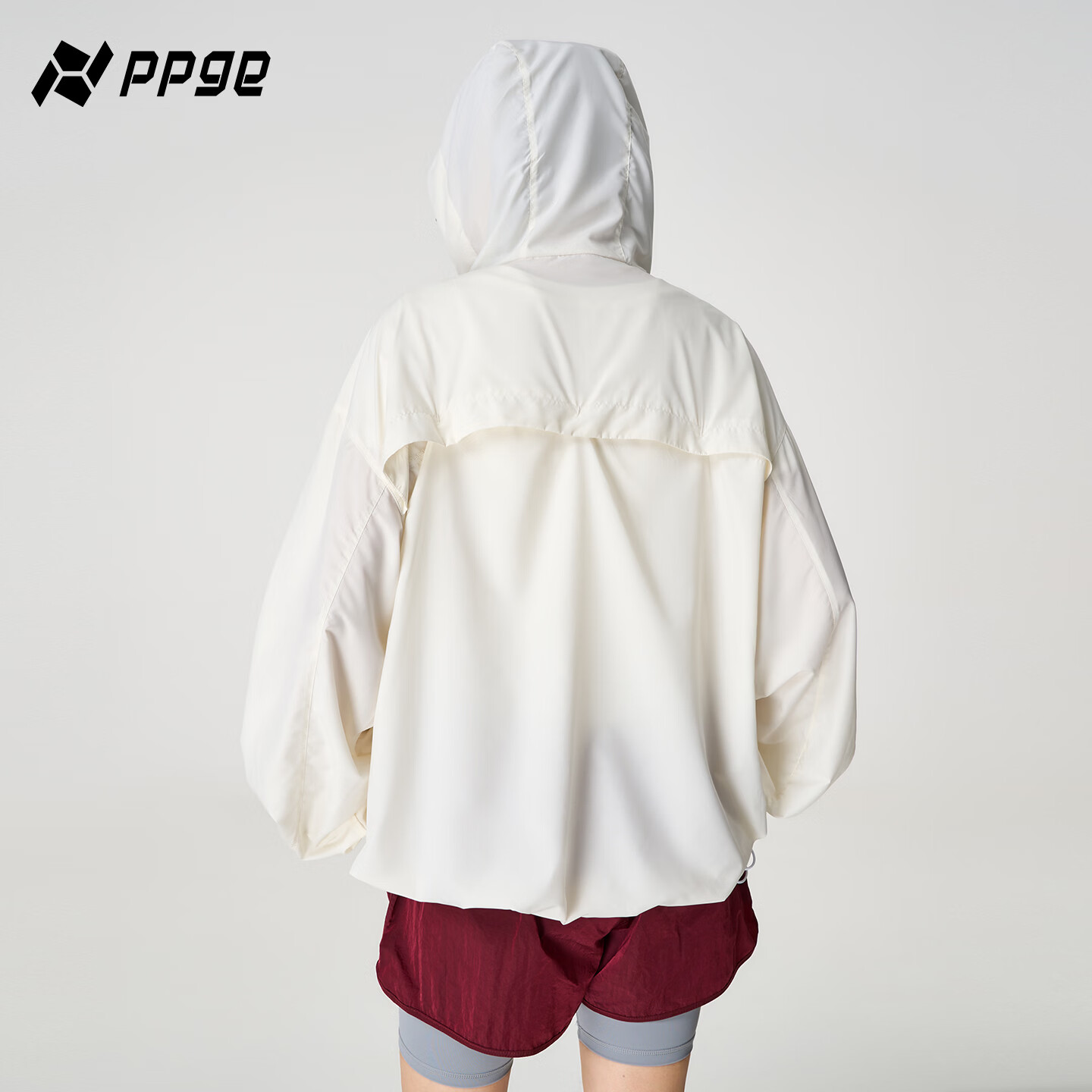 PPGE防晒衣UPF100+防紫外线透气凉感轻薄连帽衣服男女同款防晒外套 流云白 S